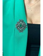 Brož XZ459-107 stříbrná + zelená