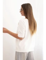 Dámský svetr z viskózy s krátkým rukávem ecru Dámský svetr z viskózy s krátkým rukávem ecru