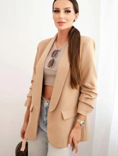 Elegantní sako s klopami camelové