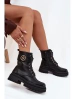 Dámské Botky Pracovní Se Zlatým Detalem Zateplené Černé Fiorena