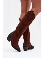 Kozačky Kovábojky Dámské Na Podpatku Z Přírodního Semiše Artiker 57C0230 Hnědé Kozačky Kovábojky Dámské Na Podpatku Z Přírodního Semiše Artiker 57C0230 Hnědé