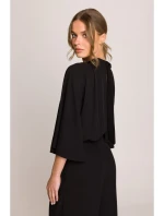 S397 Kombinéza s širokými rukávy a rozdělenými zády - černá