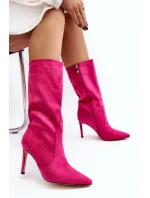 Dámské kozačky na vysokém podpatku do půli lýtek Fuchsia Odetteia