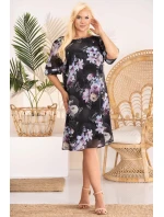 Dámské šaty SC331 černé s květy - Karko