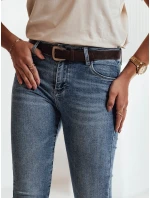 JEANSETTA dámské džínové kalhoty s páskem v modré barvě FashionStreet UY2202