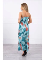 Šaty s motivem listů v mátové barvě