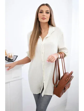 Bavlněná mušelínová košile světle béžová