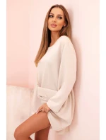 Dámská viskózová sukýnka Plus Size s kabelkou na řetízku béžová