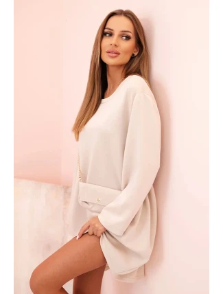 Dámská viskózová sukýnka Plus Size s kabelkou na řetízku béžová