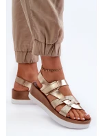 Zazoo 40397 Dámské Kožené Sandály Na Platformě Zlaté