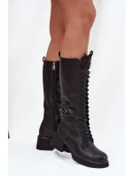 Kožené Vyšněné Kozačky Na Klínu Vyhřívané Vinceza 66804 Černé