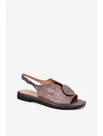 Dámské sandály na nízkém podpatku s ozdobou S.Barski KV61-6035 grafitové