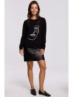 B167 Svetr s potiskem vpředu - černý