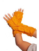 BK098 Pletené rukavice bez prstů - medové