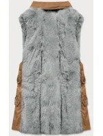 Elegantní vesta v karamelovo-šedé barvě z eko kůže a kožešiny (BR9592-9022) Elegantní vesta v karamelovo-šedé barvě z eko kůže a kožešiny (BR9592-9022)