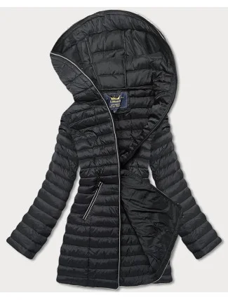 Černá prošívaná bunda s kapucí (LD-7153)
