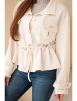 Dámská rozepínací mikina máslová s tkaničkou a kapsami béžová