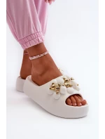 Dámské Pěnové Žabky S Ozdobami Na Hrubé Podrážce Bílé Bremavia