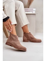 Dámské Botky Na Plochém Podpatku Perforované Hnědé S.Barski HY42-076