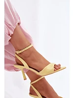 Dámské sandály na podpatku z eko kůže žluté Sedira