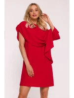 S423 Šaty s pláštěm - červené
