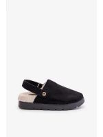 Dámské Pantofle Na Platformě Zateplené Kožíškem Typu Beránek Černé Sanilora