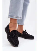 Dámské polobotky mokasíny se šněrováním Calivra – černé
