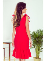 Šaty s mašlí na ramenou a volánkem Numoco ROSITA - červené