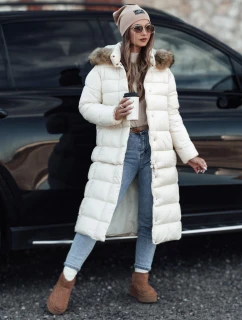 Dámská prošívaná zimní bunda s kapucí CROMBILA ecru FashionStreet TY4101