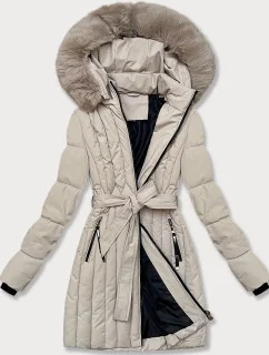 Světle béžová dámská zimní bunda s ozdobným prošíváním S'west (B8307-46)