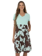 Dámské šaty DHJ SK 253701.80 Mintová s hnědou - FPrice Dámské šaty DHJ SK 253701.80 Mintová s hnědou - FPrice