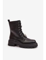 Dámské Eko Kožené Pracovní Boty S Připínáčky Černé Kristines