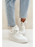 Vysoké tenisky s kapsičkou na platformě bílé Saramis