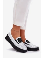 Dámské Kožené Mokasíny Na Platformě A Klínu Bílé Vinceza 79522