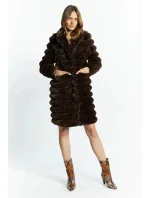 Dámský kabát prošívaný COT0590-017 Tmavě hnědý - Monnari Dámský kabát prošívaný COT0590-017 Tmavě hnědý - Monnari