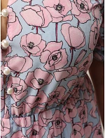 Dámské midi šaty s květinovým vzorem modré FashionStreet EY2660 Dámské midi šaty s květinovým vzorem modré FashionStreet EY2660
