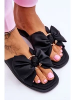 Dámské kožené pantofle s mašlí černé Becky