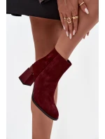 Dámské kotníkové boty z přírodní semišové kůže na podpatku vyhřívané D&A CR52-718 bordó Dámské kotníkové boty z přírodní semišové kůže na podpatku vyhřívané D&A CR52-718 bordó