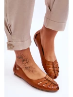 Pohodlné kožené dámské baleríny Hněde Luka Pohodlné kožené dámské baleríny Hněde Luka