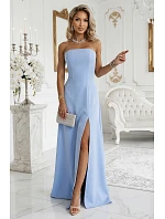 663-2 ELARA korzetové maxi šaty s rozparkem a zavazováním na zádech - modré 663-2 ELARA korzetové maxi šaty s rozparkem a zavazováním na zádech - modré