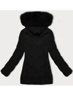 Černá dámská zimní plus size bunda s kapucí S'west (B8300-1)