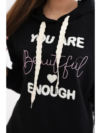 Bavlněná mikina s kapucí černý Bavlněná mikina s kapucí černý