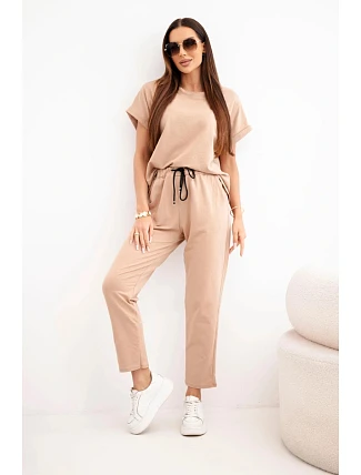Bavlněná souprava halenka + kalhoty velbloudí