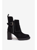 Kozačky z přírodního semiše na podpatku s přezkou Vinceza 91152 Černé Kozačky z přírodního semiše na podpatku s přezkou Vinceza 91152 Černé