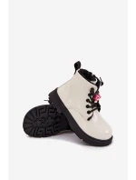 Zateplené dětské lakované kotníkové boty s přezkou Medvídek Bílá Jovellea