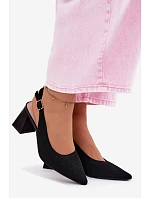 Materiálové Sandály na Podpatku Černé Elissea