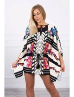 Netopýří šaty s vázáním v pase ecru Netopýří šaty s vázáním v pase ecru