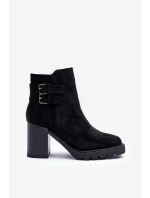 Kožené Boty Na Podpatku Černé Makeline