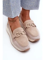 Dámské semišové mokasíny D&A TW210 Beige