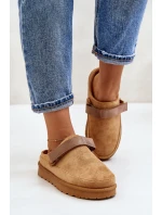 Dámské pantofle vyhřívané kožíškem na platformě Camel Azida Dámské pantofle vyhřívané kožíškem na platformě Camel Azida